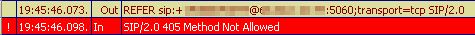 SIP/2.0 405 Method Not Allowed